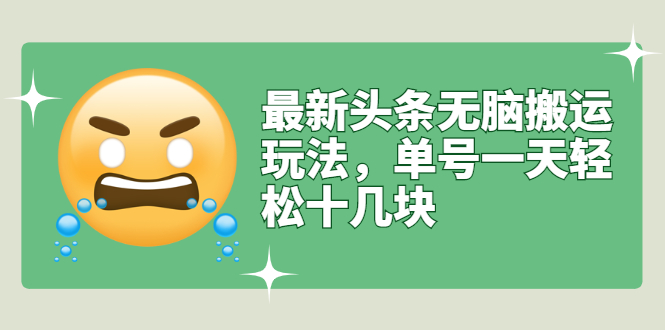 【副业项目3134期】最新头条无脑搬运教程，多号操作日赚几百块【实操课程+搬运软件】-佐帆副业网