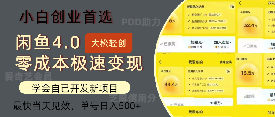 闲鱼0成本极速变现项目，多种变现方式，单号日入500+最新玩法-佐帆副业网