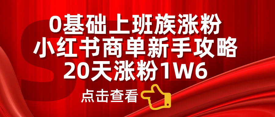0基础上班族涨粉，小红书商单新手攻略，20天涨粉1.6w-佐帆副业网
