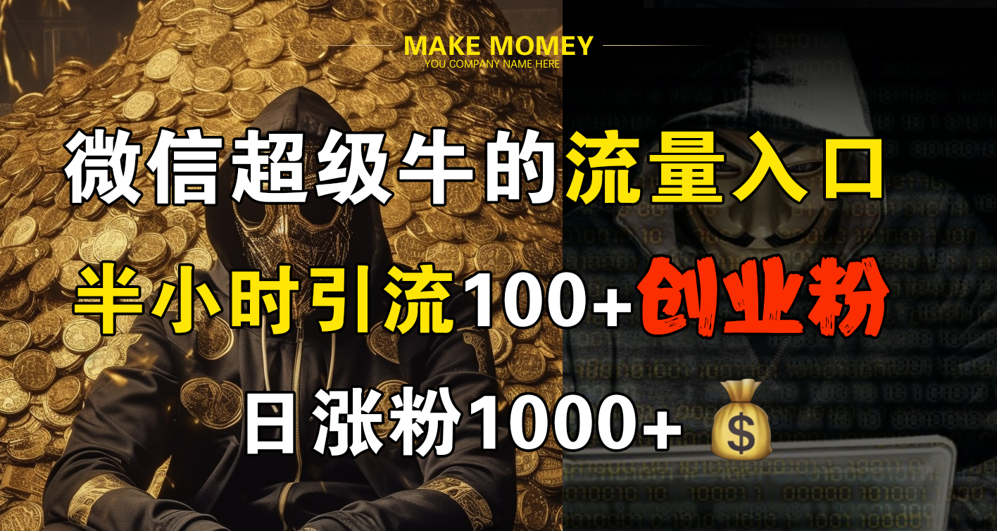 微信超级牛的流量入口，半小时引流100+创业粉，日涨粉1000+-佐帆副业网