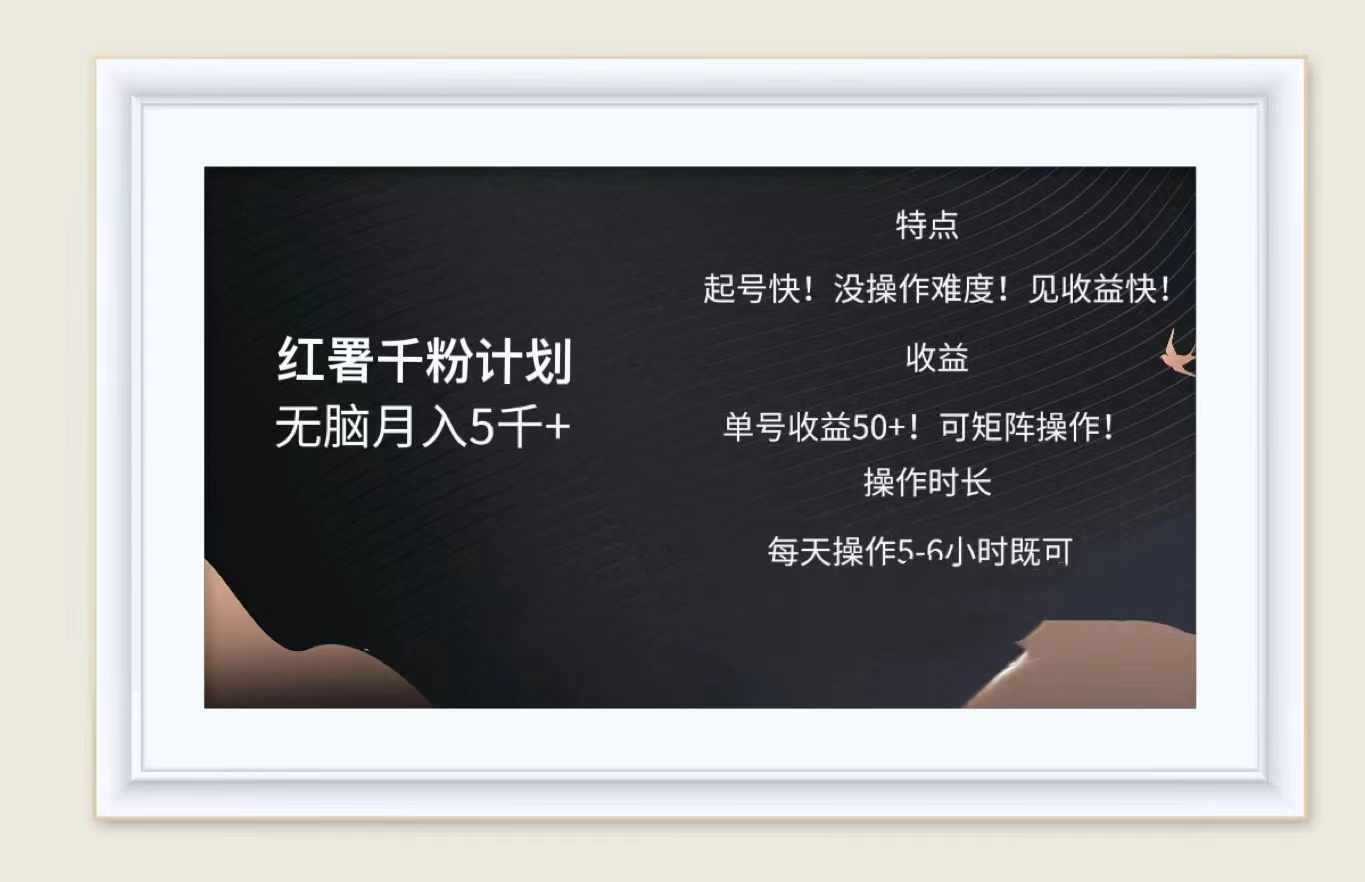 红薯千粉计划无脑月入5千➕！既做既赚！-佐帆副业网