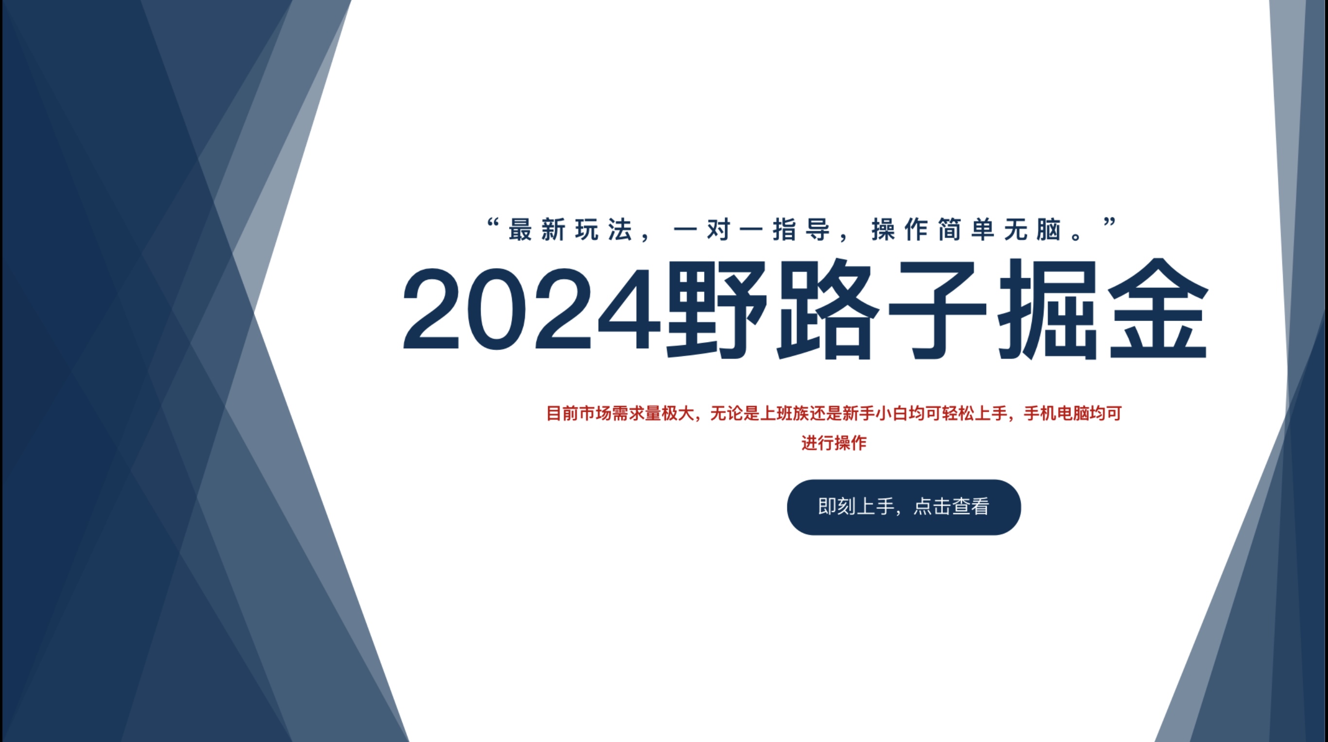 2024野路子掘金，最新玩 法， 一对一指导，操作简单无脑。-佐帆副业网