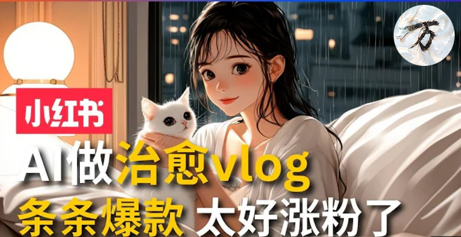 AI治愈系vlog动画视频，小红书7天 涨粉破千，商单报价1500+，0成本制作，日入2000+，有手就会 -佐帆副业网