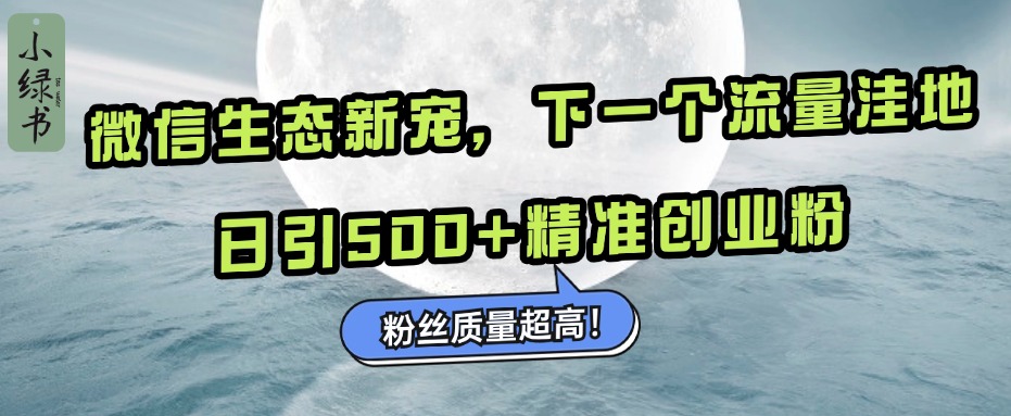微信生态新宠小绿书：下一个流量洼地，粉丝质量超高，日引500+精准创业粉，-佐帆副业网
