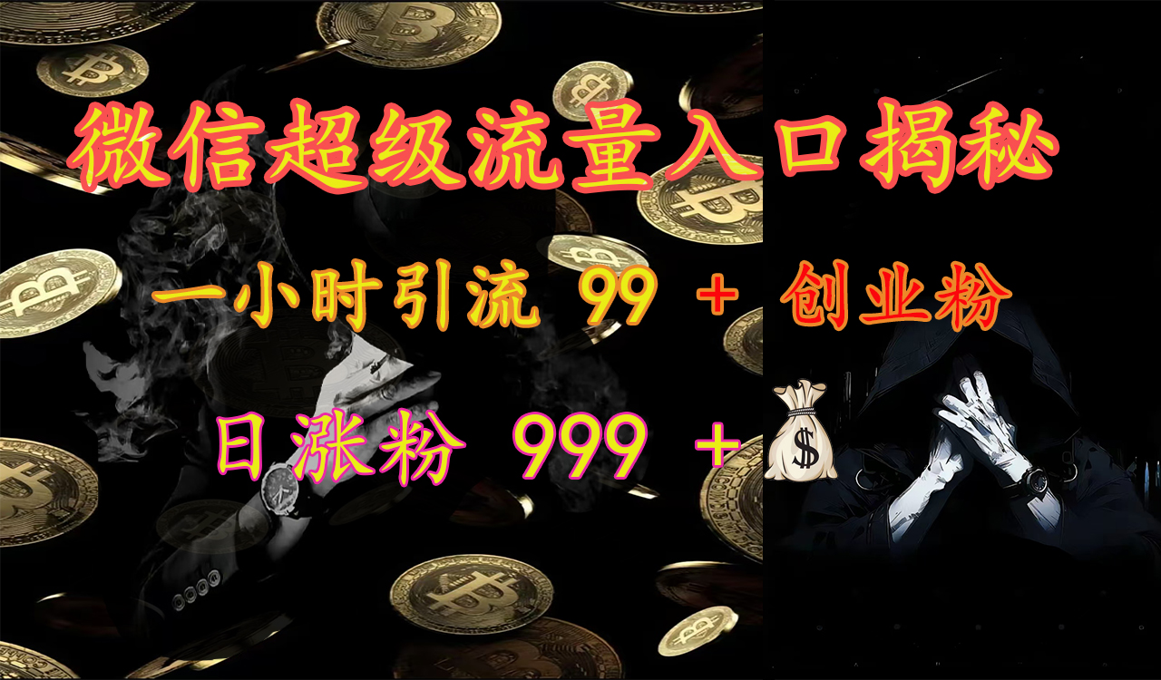 微信超级流量入口揭秘：一小时引流 99 + 创业粉，日涨粉 999 +【揭秘】-佐帆副业网