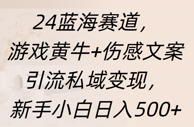 24蓝海赛道，游戏黄牛+伤感文案引流私域变现，新手日入500+-佐帆副业网