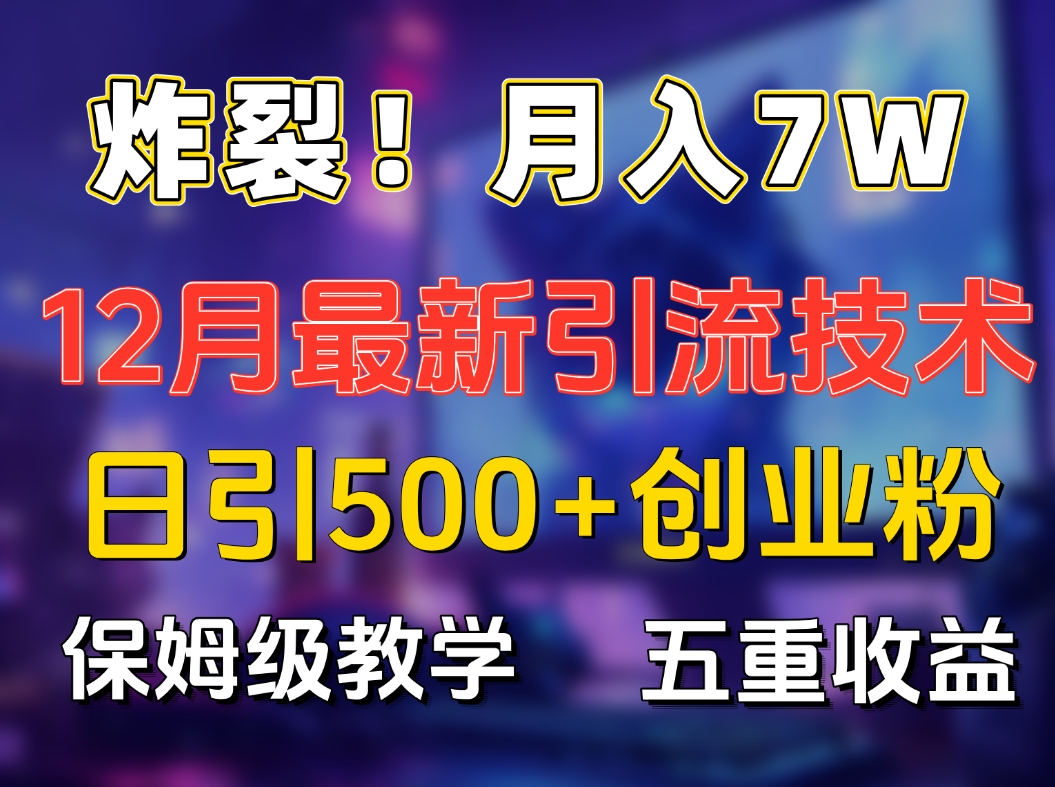炸裂！月入7W+揭秘12月最新日引流500+精准创业粉，多重收益保姆级教学-佐帆副业网