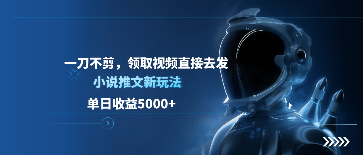 单日收益5000+，小说推文新玩法，一刀不剪，领取视频直接去发-佐帆副业网