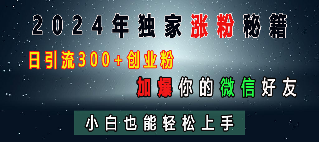 2024年独家涨粉秘籍，日引流300+创业粉，加爆你的微信好友，小白也能轻松上手-佐帆副业网