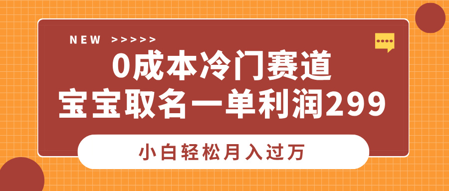 0成本冷门赛道，宝宝取名一单利润299，小白轻松月入过万-佐帆副业网