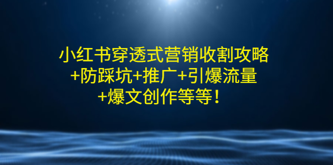 【副业项目3458期】小红书穿透式营销收割攻略+防踩坑+推广+引爆流量+爆文创作（小红书的营销方法策略）-佐帆副业网