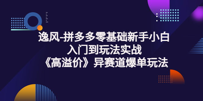 【副业项目3877期】逸风-拼多多新手小白入门到玩法实战，异赛道爆单玩法实操课-佐帆副业网