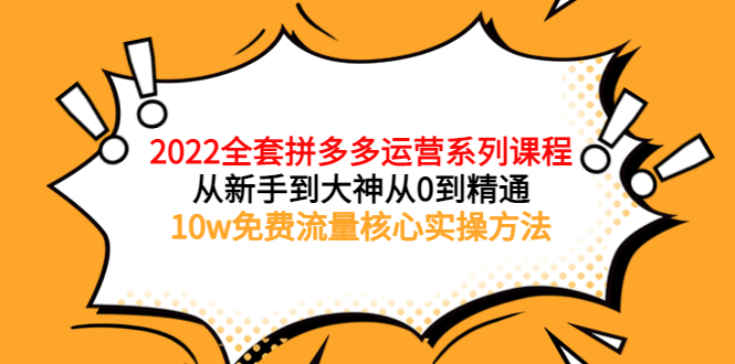 【副业项目4045期】2022全套拼多多运营课程：新手怎么做拼多多电商，10w免费流量核心实操方法-佐帆副业网