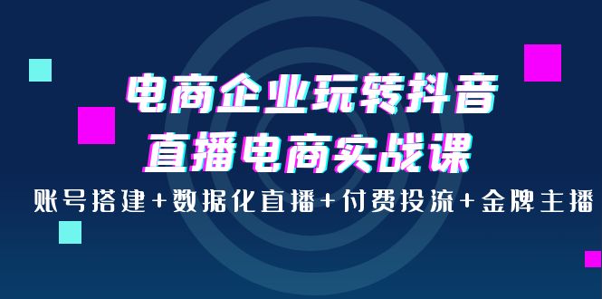 【副业项目4147期】电商企业玩转抖音直播电商实战课：账号搭建+数据化直播+付费投流+金牌主播-佐帆副业网