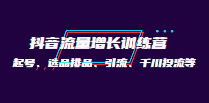 【副业项目4335期】月销1.6亿实操团队·抖音流量增长训练营：起号、选品排品、引流 千川投流等-佐帆副业网