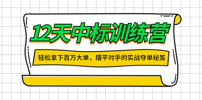 【副业项目4416期】12天中标训练营：轻松拿下百万大单，摆平对手的实战夺单秘笈-佐帆副业网