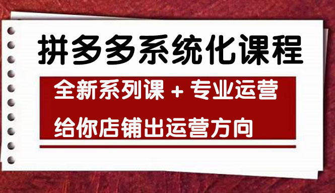 【副业项目4542期】车神陪跑，拼多多系统化课程，全新系列课+专业运营给你店铺出运营方向-佐帆副业网