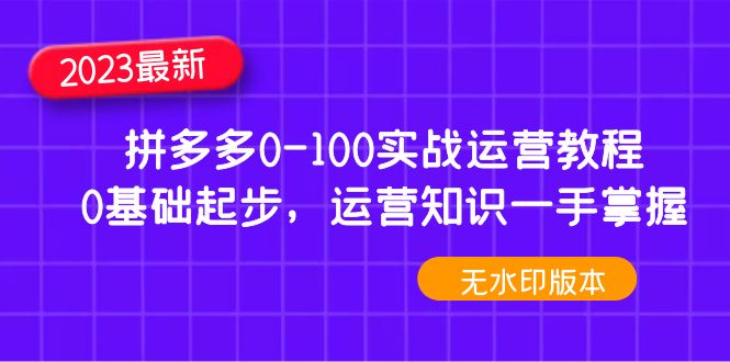 【副业项目5048期】2023拼多多0-100实战运营教程，0基础起步，运营知识一手掌握-佐帆副业网