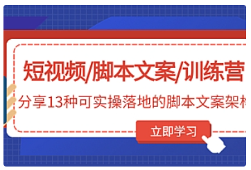 【副业项目5025期】短视频/脚本文案/训练营：分享13种可实操落地的脚本文案架构-佐帆副业网