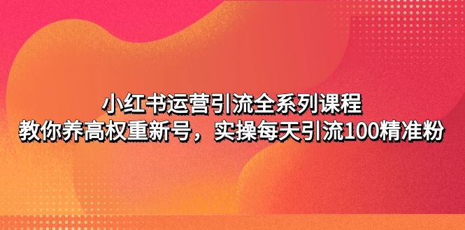 【副业项目5144期】小红书运营引流全系列课程：教你养高权重新号，实操每天引流100精准粉-佐帆副业网