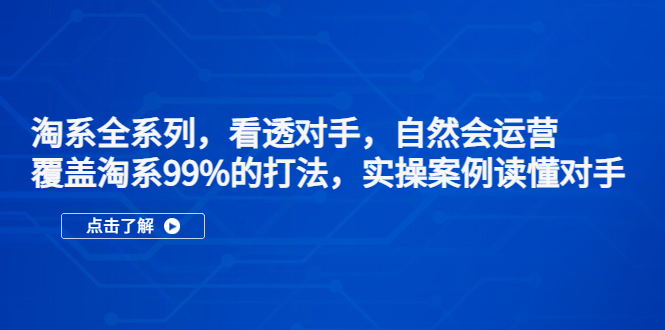 【副业项目5366期】淘系全系列，看透对手，自然会运营，覆盖淘系99%·打法，实操案例读懂对手-佐帆副业网