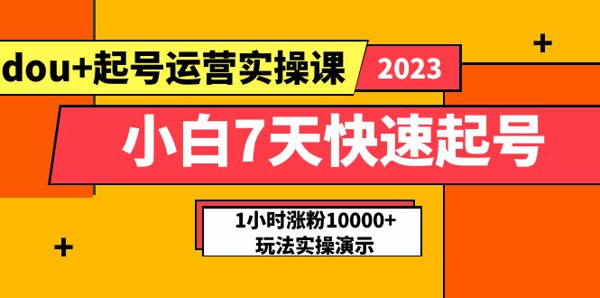 【副业项目5906期】小白7天快速起号：dou+起号运营实操课，实战1小时涨粉10000+玩法演示-佐帆副业网