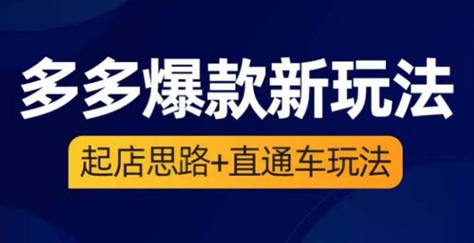 【副业项目6039期】2023拼多多爆款·新玩法：起店思路+直通车玩法（3节精华课）-佐帆副业网