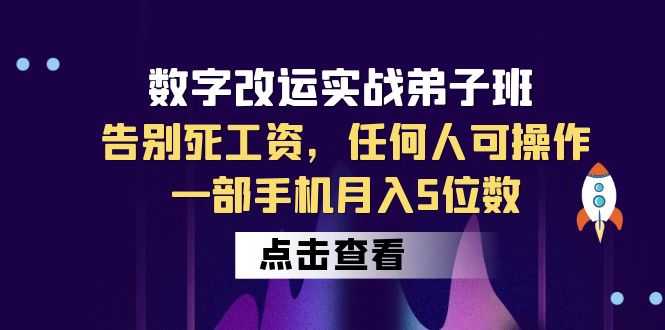 【副业项目6430期】数字 改运实战弟子班：告别死工资，任何人可操作，一部手机月入5位数-佐帆副业网