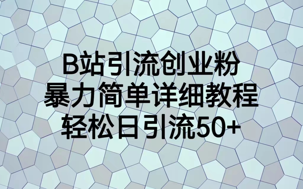 【副业项目6915期】B站引流创业粉，暴力简单详细教程，轻松日引流50+-佐帆副业网