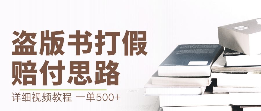 【副业项目6978期】最新盗版书赔付打假项目，一单利润500+【详细玩法视频教程】-佐帆副业网