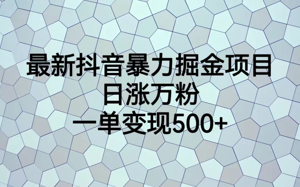 【副业项目6939期】最新抖音暴力掘金项目，日涨万粉，一单变现500+-佐帆副业网