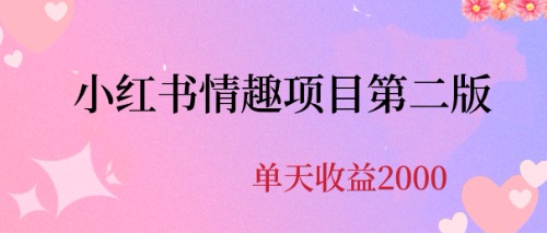 【副业项目6945期】最近爆火小红书情趣项目第二版，每天2000+-佐帆副业网