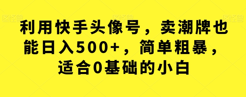【副业项目7527期】利用快手头像号，卖潮牌也能日入500+，简单粗暴，适合0基础的小白【揭秘】-佐帆副业网
