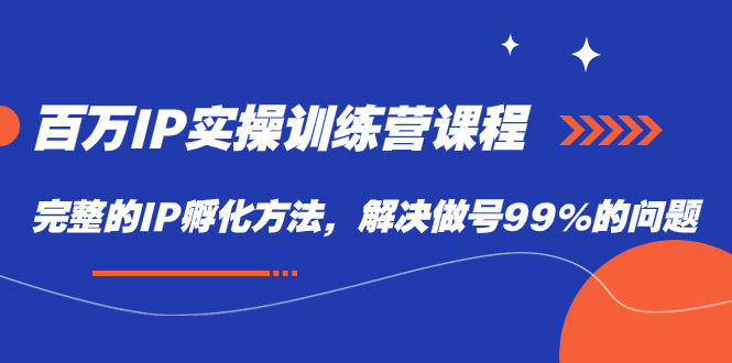 【副业项目7564期】百万IP实战训练营课程，完整的IP孵化方法，解决做号99%的问题-佐帆副业网