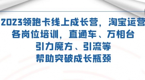 【副业项目7677期】2023领跑·卡 线上成长营 淘宝运营各岗位培训 直通车 万相台 引力魔方 引流-佐帆副业网