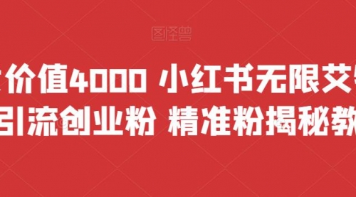 【副业项目7956期】价值4000 小红书无限艾特暴力引流创业粉 精准粉揭秘教程-佐帆副业网