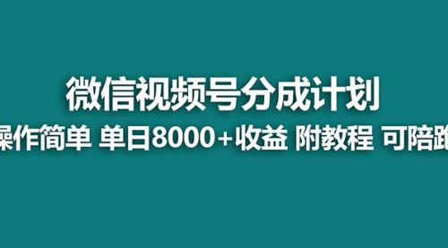 【副业项目8166期】视频号分成计划，单天收益8000+，附玩法教程！可陪跑-佐帆副业网