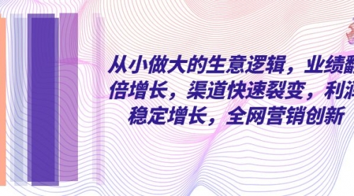 【副业项目8292期】从小做大的生意逻辑，业绩翻倍增长，渠道快速裂变，利润稳定增长-佐帆副业网