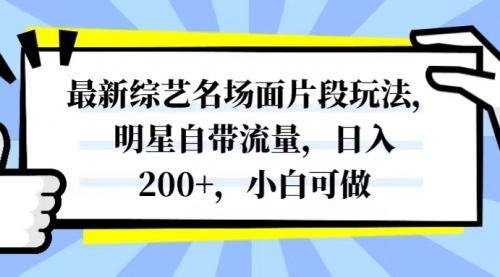 【副业项目8334期】最新综艺名场面片段玩法，明星自带流量，日入200+，小白可做-佐帆副业网