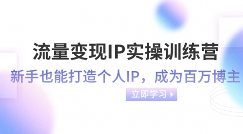 【副业项目8349期】流量变现-IP实操训练营：新手也能打造个人IP，成为百万博主-佐帆副业网