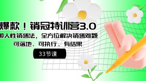 【副业8705期】销冠特训营3.0之顺人性销售法，全方位解决销售难题、可落地-佐帆副业网