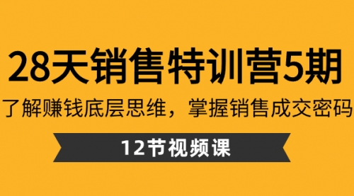 【副业8768期】28天·销售特训营5期：了解赚钱底层思维，掌握销售成交密码（12节课）-佐帆副业网