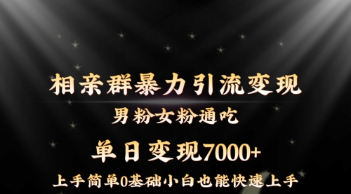 【副业8845期】相亲群暴力引流男粉女粉通吃变现玩法，单日变现7000+保姆教学1.0-佐帆副业网