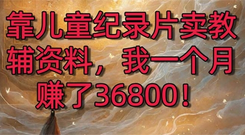 【副业8869期】靠儿童纪录片卖教辅资料，一个月赚了36800！暴力变现2.0版本，喂饭级教学-佐帆副业网