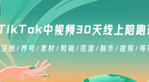 【副业8995期】TikTok中视频-30天线上陪跑班：注册/养号/素材/剪辑/搭建/制作/提现/等-佐帆副业网