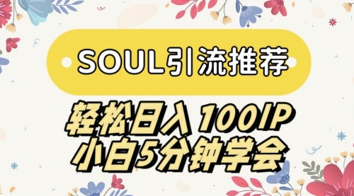 【副业9006期】SOUL引流推荐 轻松日入100IP 小白5分钟学会-佐帆副业网