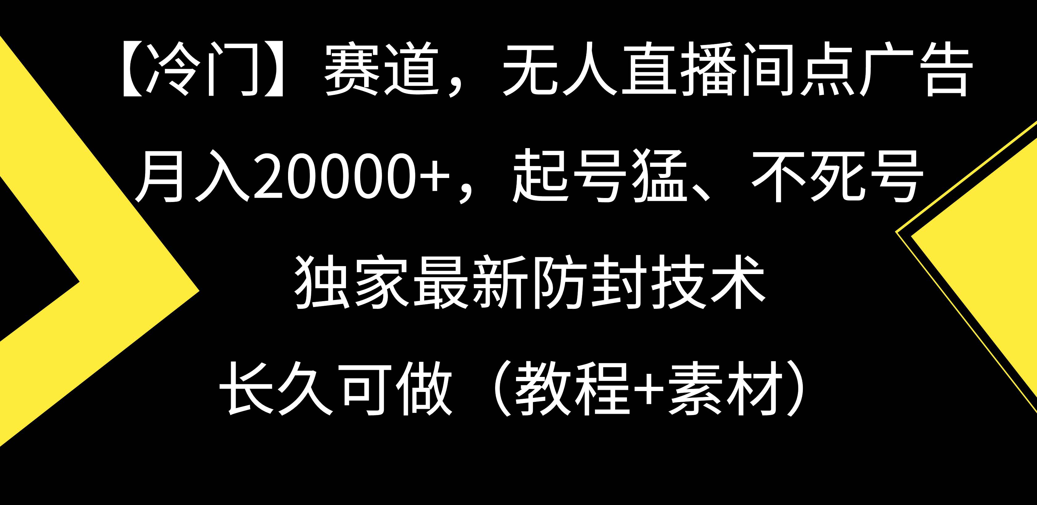 【冷门】赛道，无人直播间点广告，月入20000+，起号猛、不死号，独家最…-佐帆副业网