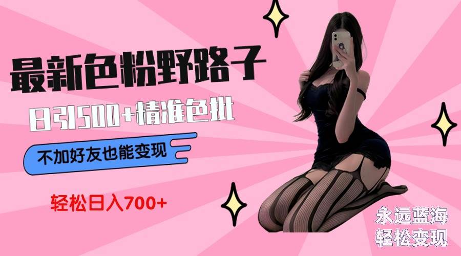 最新色粉变现野路子，日引500+老色批 可不加好友直接变现 小白轻松日入700+-佐帆副业网