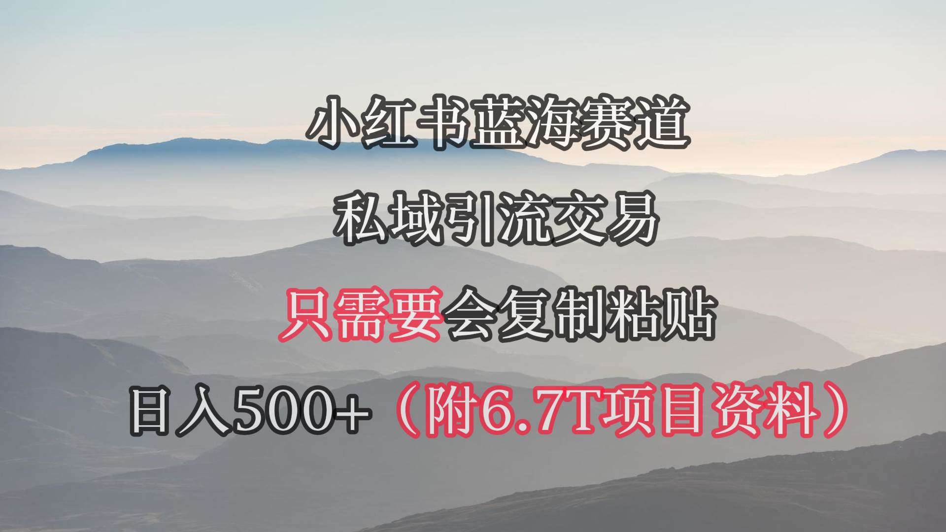 小红书短剧赛道，私域引流交易，会复制粘贴，日入500+（附6.7T短剧资源）-佐帆副业网