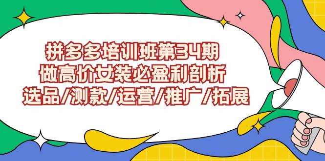 拼多多培训班第34期：做高价女装必盈利剖析  选品/测款/运营/推广/拓展-佐帆副业网